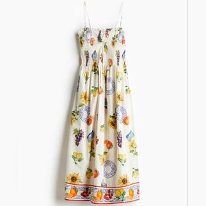 NWT H&M Smocked-bodice Cotton Dress Fruits/Floral/White 1217947012 XS S M L XL